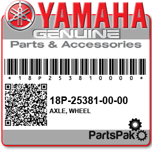 Yamaha 18P-25381-00-00 Axle, Wheel; New # BKD-F5381-00-00