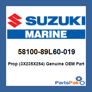 Suzuki 58100-89L60-019 Propeller (3X235X254) 
