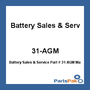 Battery Sales & Service 31-AGM; Marine Battery AGM (Non-Spillable)(UPS Ground Shipping Only)