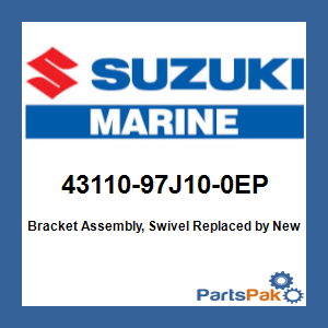 Suzuki 43110-97J10-0EP Bracket Assembly, Swivel (Shadow Black Metallic); New # 43110-97J31-0EP