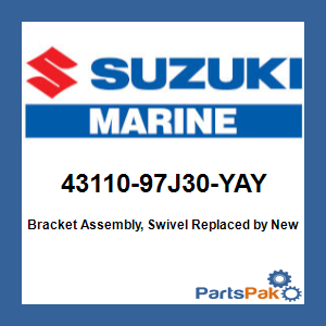 Suzuki 43110-97J30-YAY Bracket Assembly, Swivel (Pearl Nebular Black); New # 43110-97J31-YAY