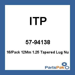 ITP (Industrial Tire Products) ALUG21BX; 16/Pack 12Mm 1.25 Tapered Lug Nu