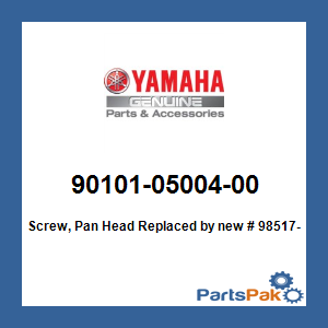 Yamaha 90101-05004-00 Screw, Pan Head; New # 98517-05020-00