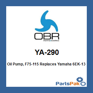 OBR YA-290; Oil Pump, F75-115 Replaces Yamaha 6EK-13300-00-00