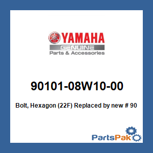 Yamaha 90101-08W10-00 Bolt, Hexagon (22F); New # 90101-08590-00