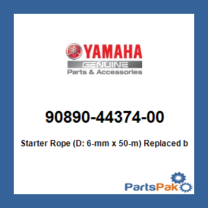 Yamaha 90890-44374-00 Starter Rope (D: 6-mm x 50-m); New # 90790-48194-00
