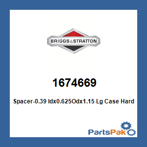 Briggs & Stratton 1674669 Spacer-0.39 Idx0.625Odx1.15 Lg Case Hard; New # 1674669SM
