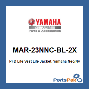 Yamaha MAR-23NNC-BL-2X PFD Life Vest Life Jacket, Yamaha Neo/Nylon Combo Bl; MAR23NNCBL2X