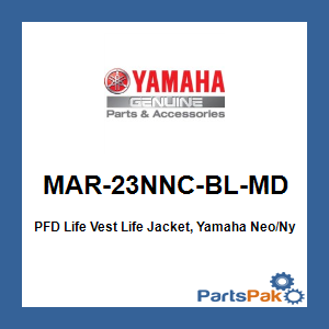 Yamaha MAR-23NNC-BL-MD PFD Life Vest Life Jacket, Yamaha Neo/Nylon Combo Bl; MAR23NNCBLMD