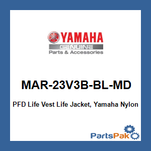 Yamaha MAR-23V3B-BL-MD PFD Life Vest Life Jacket, Yamaha Nylon Value Bl Md; MAR23V3BBLMD