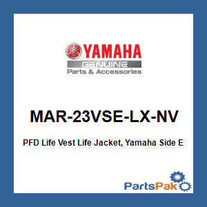 Yamaha MAR-23VSE-LX-NV PFD Life Vest Life Jacket, Yamaha Side Entry Nv Lg/Xl; MAR23VSELXNV
