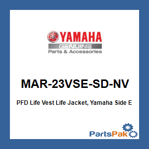 Yamaha MAR-23VSE-SD-NV PFD Life Vest Life Jacket, Yamaha Side Entry Nv Sm/Md; MAR23VSESDNV