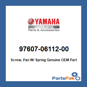 Yamaha 97607-06112-00 Screw, Pan W/ Spring; 976070611200