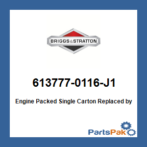 Briggs & Stratton 613777-0116-J1 Engine Packed Single Carton; New # 613777-0014-J1