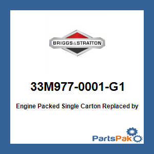 Briggs & Stratton 33M977-0001-G1 Engine Packed Single Carton; New # 33S877-0019-G1