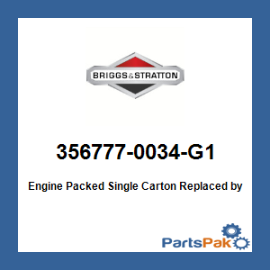 Briggs & Stratton 356777-0034-G1 Engine Packed Single Carton; New # 356777-0154-G1