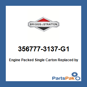 Briggs & Stratton 356777-3137-G1 Engine Packed Single Carton; New # 356777-0154-G1