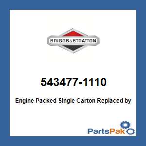 Briggs & Stratton 543477-1110 Engine Packed Single Carton; New # 613777-0014-J1
