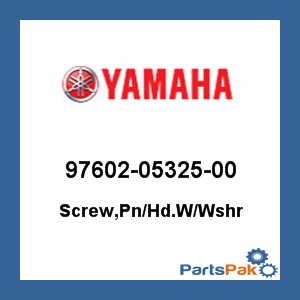 Yamaha 97602-05325-00 Screw, Pan Head With Washer; 976020532500