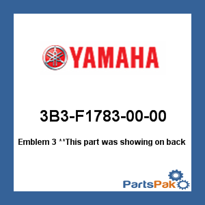 Yamaha 3B3-F1783-00-00 Emblem 3; 3B3F17830000