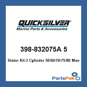 Quicksilver 398-832075A 5; Stator Kit-3 Cylinder 50/60/70/75/80- Replaces Mercury / Mercruiser