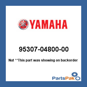 Yamaha 95307-04800-00 Nut; 953070480000