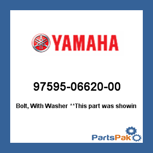 Yamaha 97595-06620-00 Bolt, Hex With Washer Deep Recess; New # 97E95-06620-00