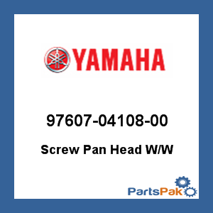 Yamaha 97607-04108-00 Screw Pan Head With Washer; 976070410800