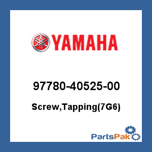 Yamaha 97780-40525-00 Screw, Tapping(7G6); 977804052500