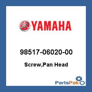 Yamaha 98517-06020-00 Screw, Pan Head; 985170602000