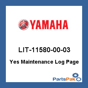 Yamaha LIT-11580-00-03 Yes Maintenance Log Page; LIT115800003
