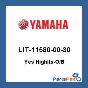 Yamaha LIT-11580-00-30 Yes Highlts Outboard; LIT115800030