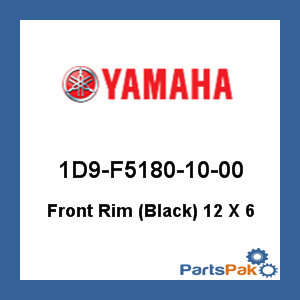 Yamaha 1D9-F5180-10-00 Front Rim (Black) 12 X 6; 1D9F51801000