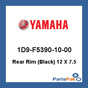 Yamaha 1D9-F5390-10-00 Rear Rim (Black) 12 X 7.5; 1D9F53901000
