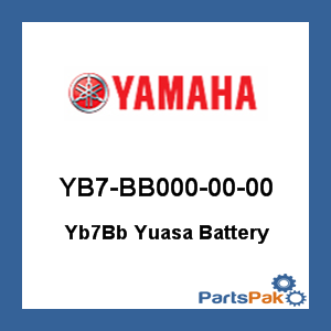 Yamaha YB7-BB000-00-00 Yb7Bb Yuasa Battery (Not Filled w/ Acid); YB7BB0000000