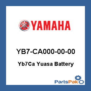 Yamaha YB7-CA000-00-00 Yb7Ca Yuasa Battery (Not Filled w/ Acid); YB7CA0000000