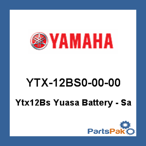 Yamaha YTX-12BS0-00-00 Ytx12Bs Yuasa Battery - Sa (Not Filled With Acid); YTX12BS00000
