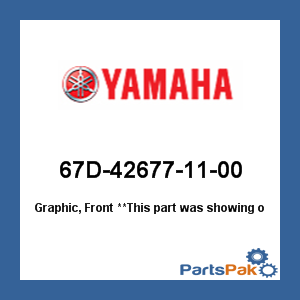 Yamaha 67D-42677-11-00 Graphic, Rear; New # 6E0-42678-40-00