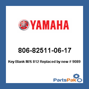 Yamaha 806-82511-06-17 Key Blank Motorscooter 812; New # 90890-55922-00