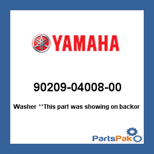 Yamaha 90209-04008-00 Washer; 902090400800