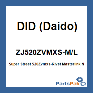 DID (Daido) ZJ520ZVMXS-M/L; Super Street 520Zvmxs-Rivet Masterlink Nickel