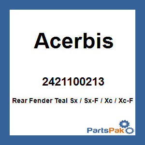 Acerbis 2421100213; Rear Fender Teal Sx / Sx-F / Xc / Xc-F
