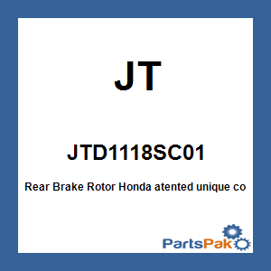 JT JTD1118SC01; Rear Brake Rotor Fits Honda