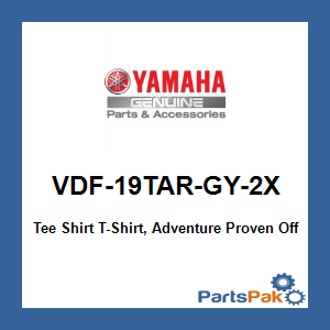 Yamaha VDF-19TAR-GY-2X Tee Shirt T-Shirt, Adventure Proven Off Red Gray 2X; VDF19TARGY2X