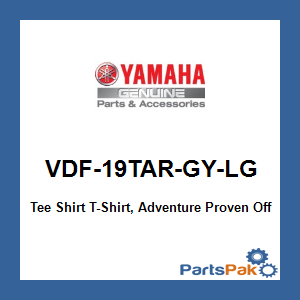 Yamaha VDF-19TAR-GY-LG Tee Shirt T-Shirt, Adventure Proven Off Red Gray Large; VDF19TARGYLG