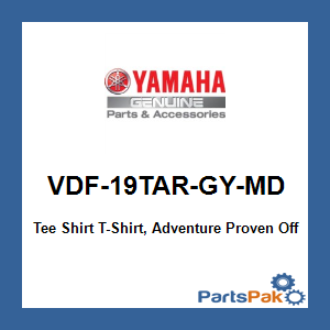 Yamaha VDF-19TAR-GY-MD Tee Shirt T-Shirt, Adventure Proven Off Red Gray; VDF19TARGYMD