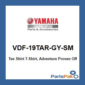 Yamaha VDF-19TAR-GY-SM Tee Shirt T-Shirt, Adventure Proven Off Red Gray Small; VDF19TARGYSM