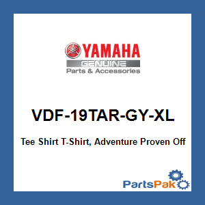 Yamaha VDF-19TAR-GY-XL Tee Shirt T-Shirt, Adventure Proven Off Red Gray; VDF19TARGYXL