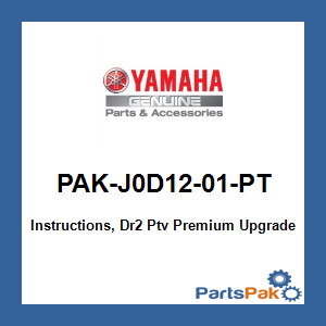 Yamaha PAK-J0D12-01-PT Instructions, Dr2 Ptv Premium Upgrade; PAKJ0D1201PT