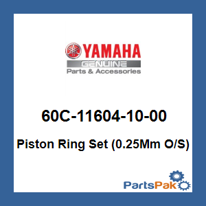 Yamaha 60C-11604-10-00 Piston Ring Set (0.25Mm Oversized); New # 60C-11604-11-00